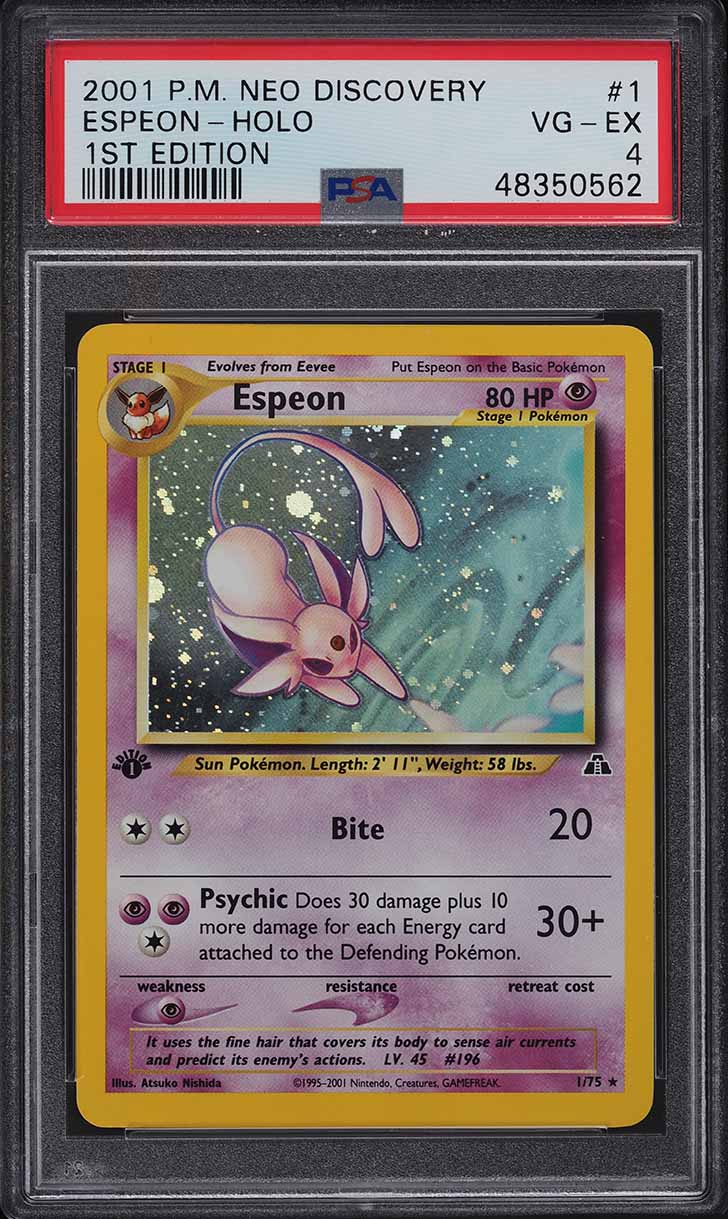 2001 Pokemon Neo Discovery 1st Edition Holo Espeon #1 PSA 4 VGEX