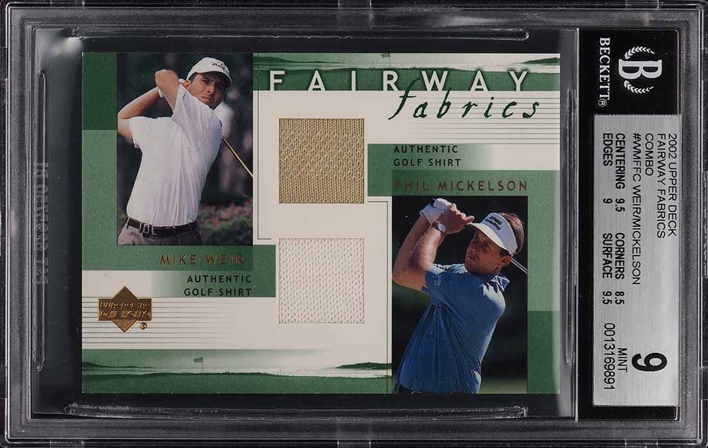 2002 Upper Deck Fairway Fabrics Mike Weir & Phil Mickelson ROOKIE RC PATCH BGS 9