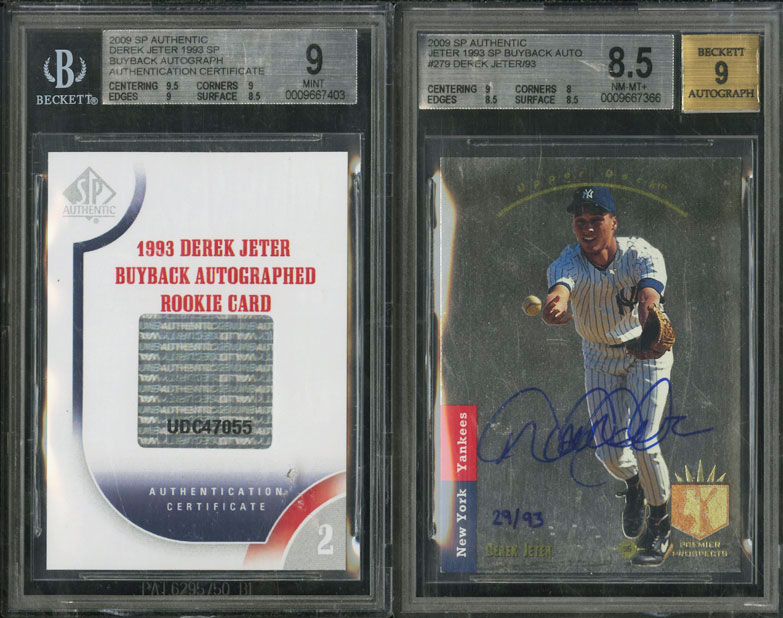1993 SP Foil '09 Buyback Derek Jeter ROOKIE AUTO /93 BGS 8.5 NM-MT+, COA