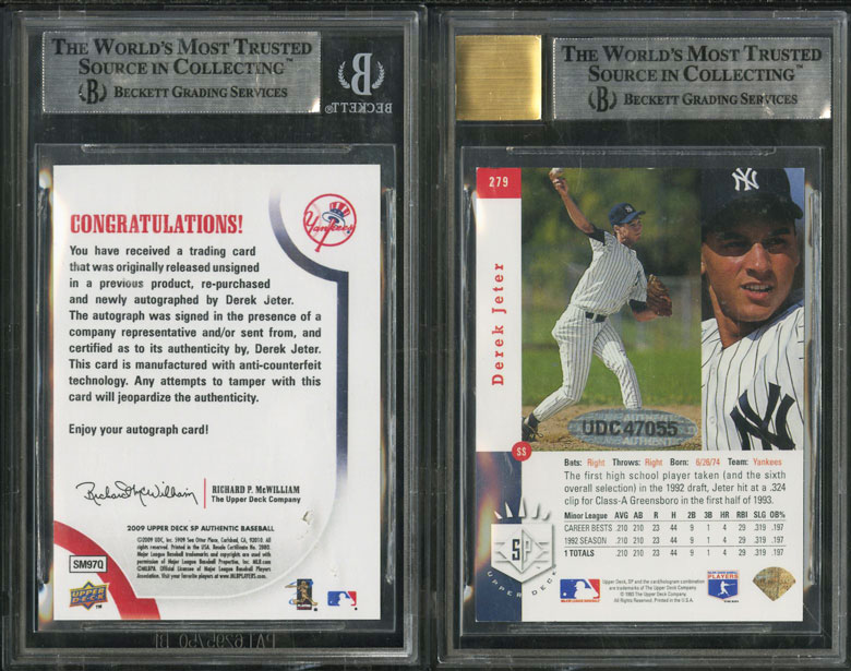1993 SP Foil '09 Buyback Derek Jeter ROOKIE AUTO /93 BGS 8.5 NM-MT+, COA