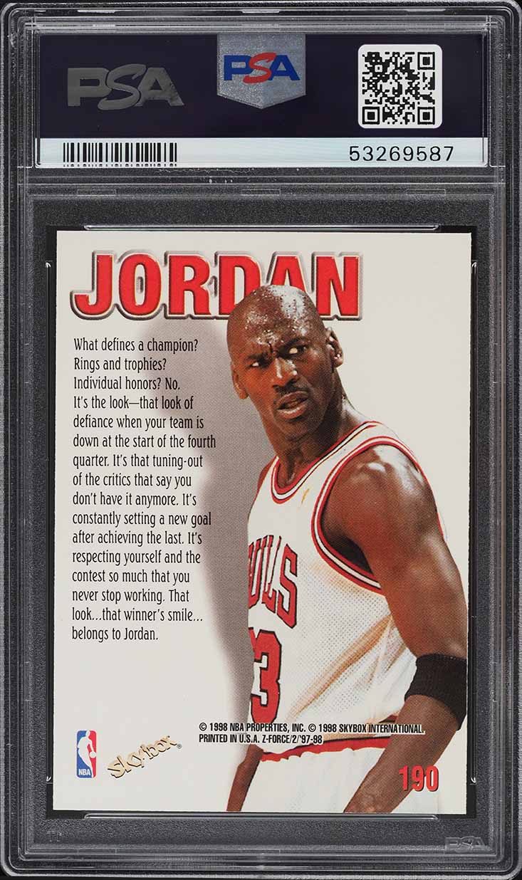 1997 Skybox Z-Force Michael Jordan #190 PSA 10 GEM MINT on