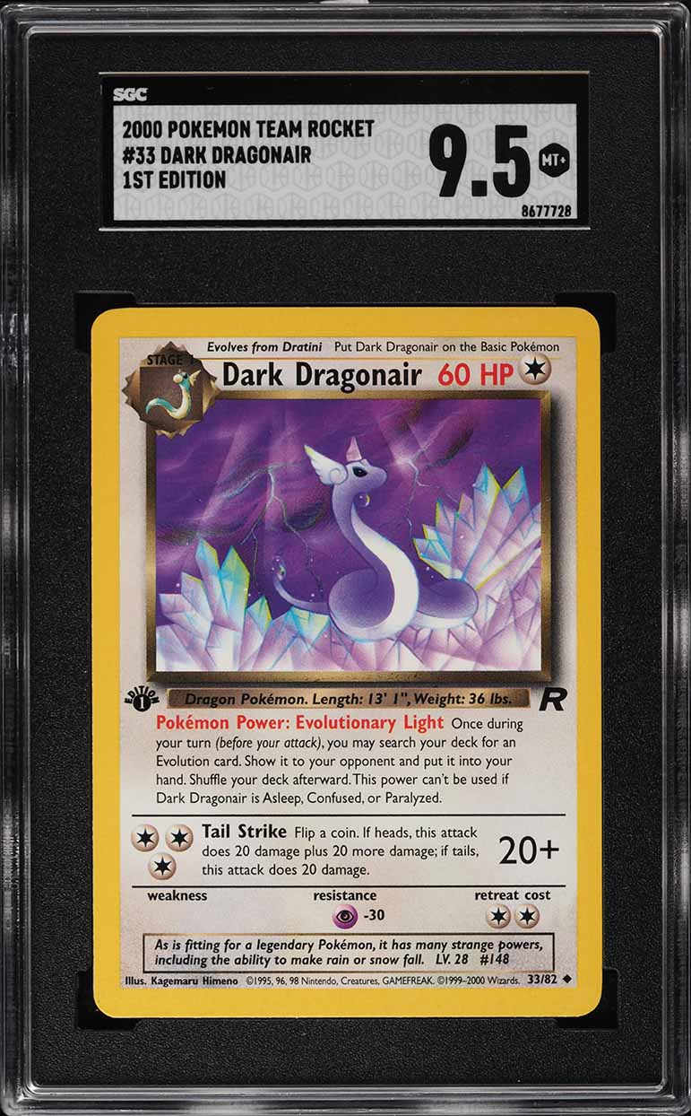 2000 Pokemon Team Rocket 1st Edition Dark Dragonair #33 SGC 9.5