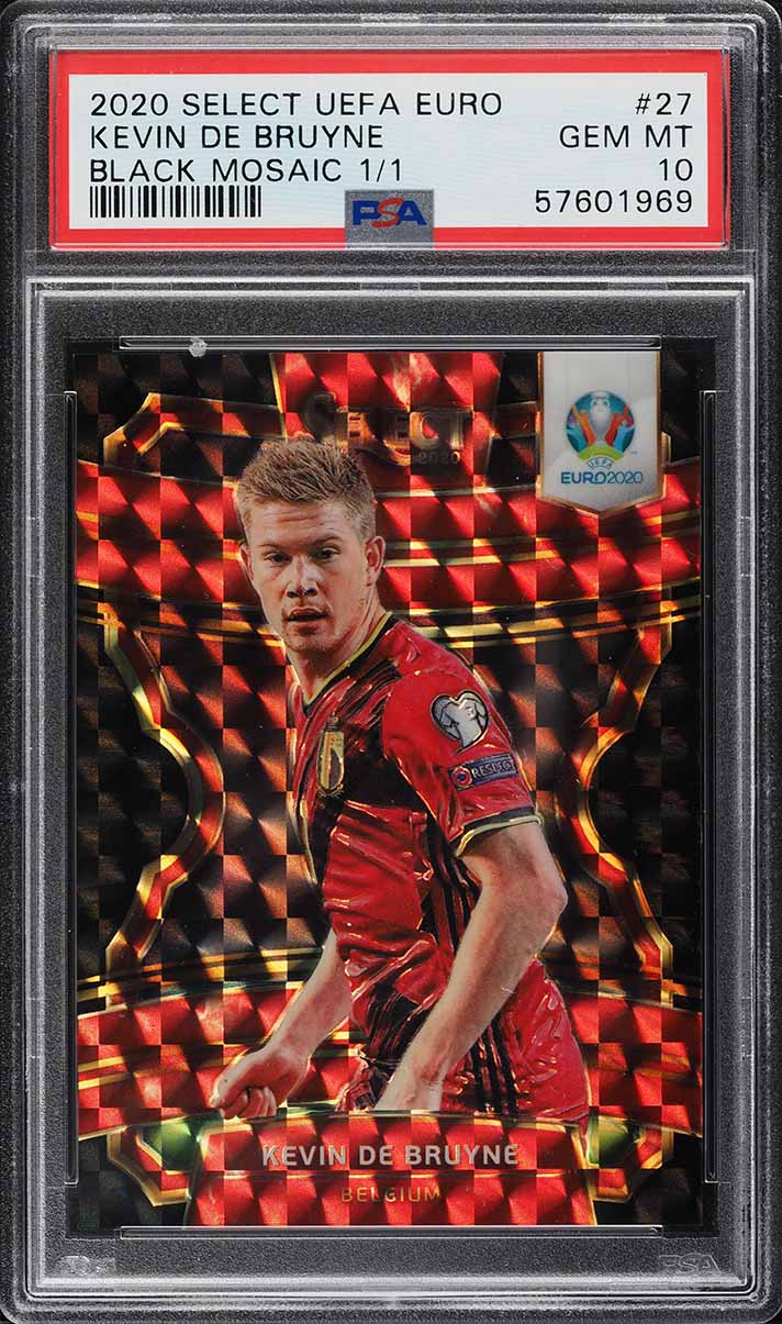 2020 Select UEFA Euro Black Mosaic Prizm Kevin De Bruyne 1/1 #27 PSA 10 GEM MINT