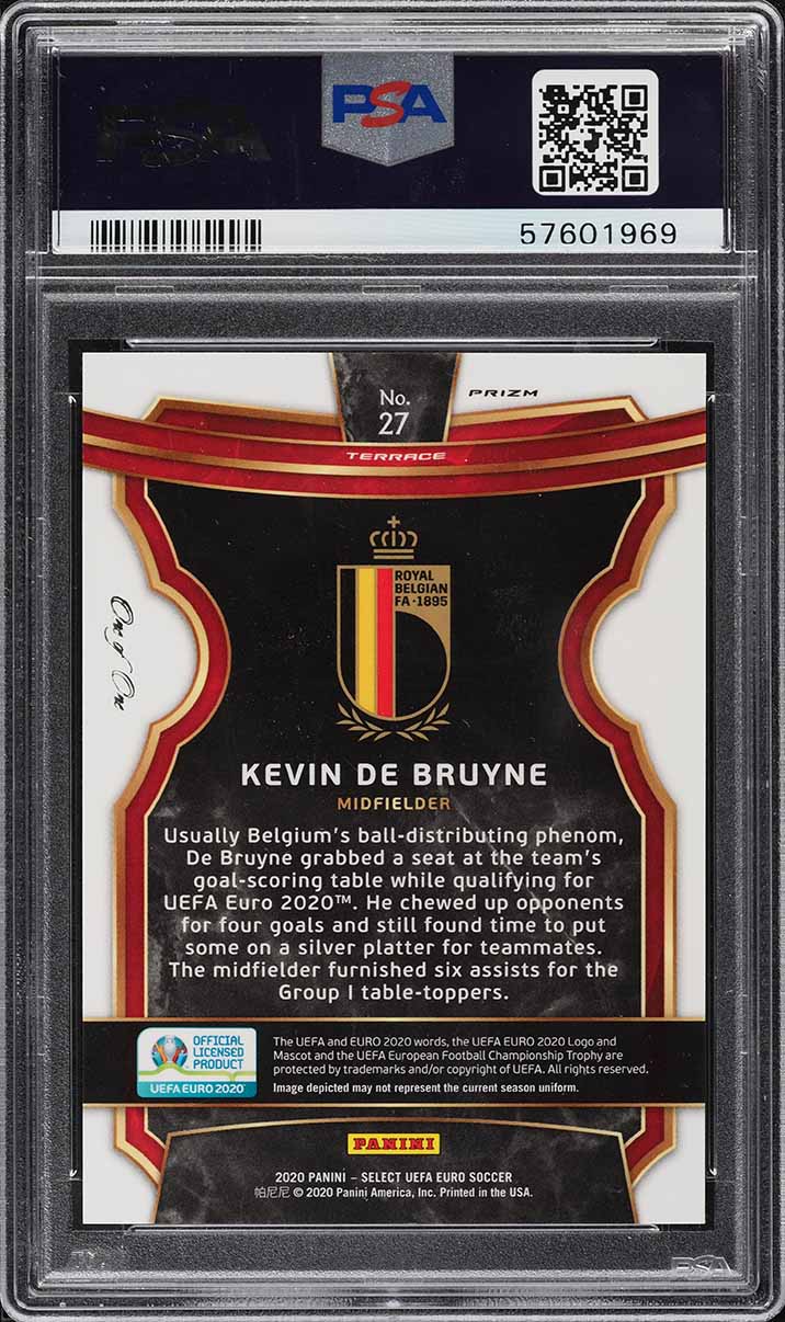 2020 Select UEFA Euro Black Mosaic Prizm Kevin De Bruyne 1/1 #27 PSA 10 GEM MINT