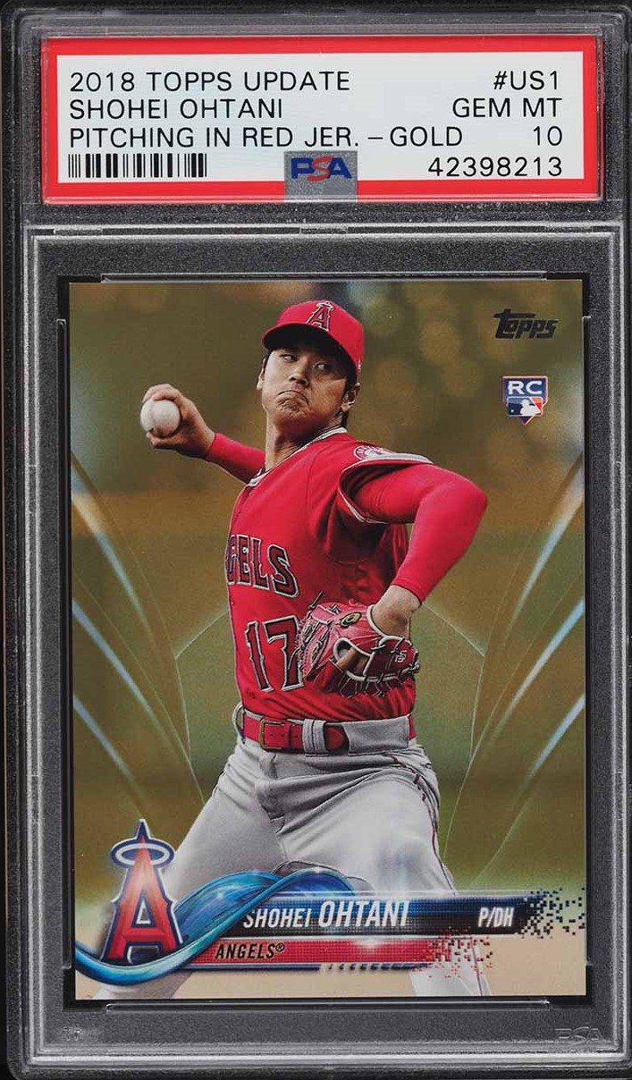 2018 Topps Update Pitching In Red Gold Shohei Ohtani ROOKIE /2018 #US1 PSA 10