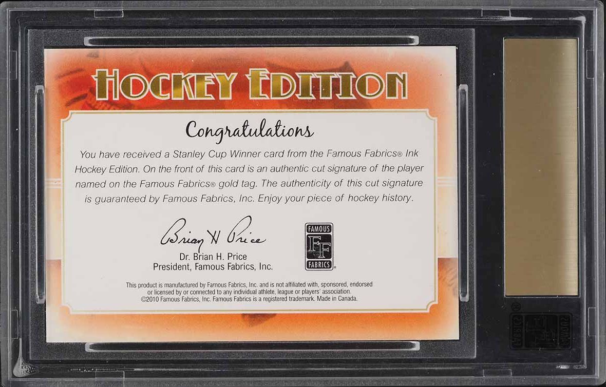 2010 Famous Fabrics Ink Hockey Edition Stefan Persson AUTO 1/1