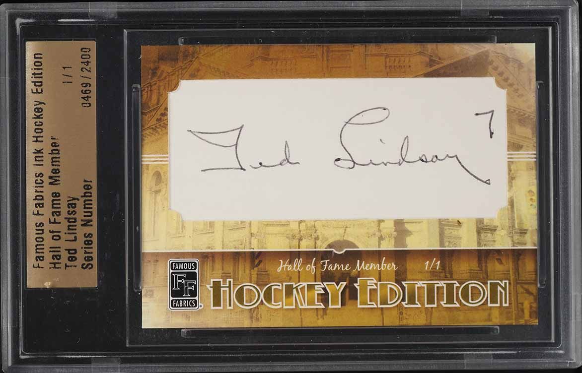 2010 Famous Fabrics Ink Hockey Edition Ted Lindsay AUTO 1/1