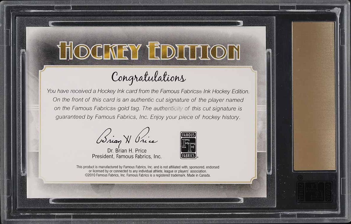 2010 Famous Fabrics Ink Hockey Edition Vic Stasiuk AUTO 1/1