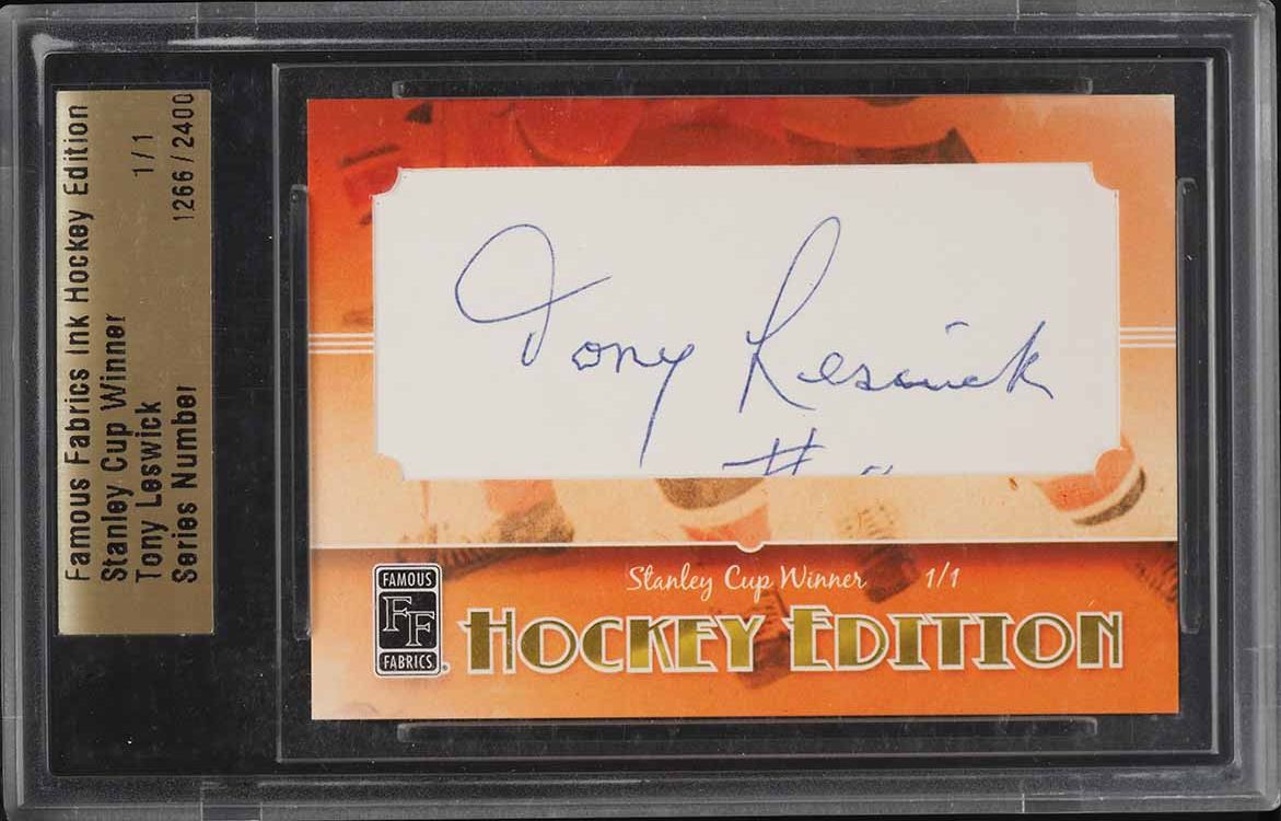 2010 Famous Fabrics Ink Hockey Edition Tony Leswick AUTO 1/1