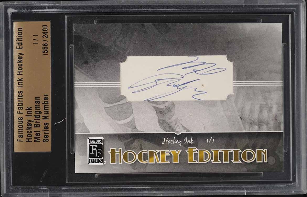 2010 Famous Fabrics Ink Hockey Edition Mel Bridgman AUTO 1/1