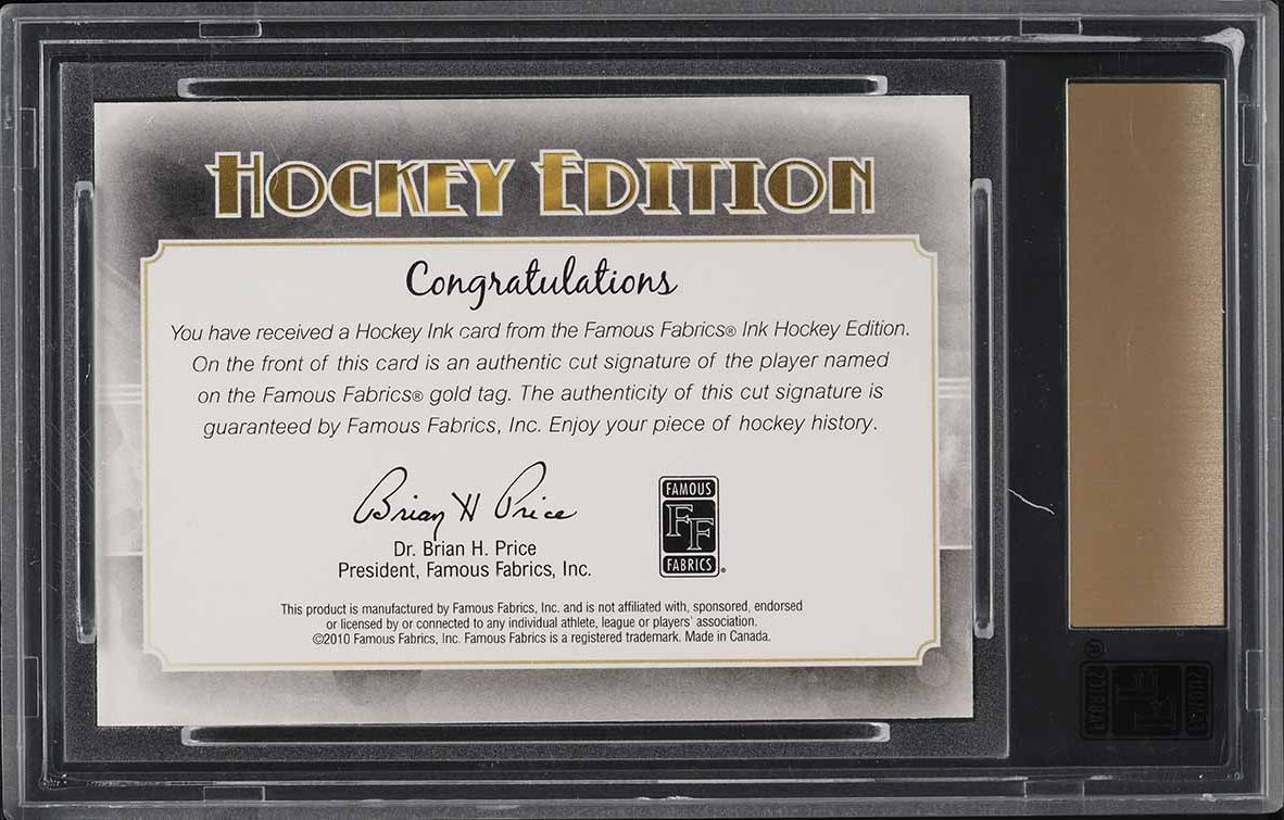 2010 Famous Fabrics Ink Hockey Edition Mel Bridgman AUTO 1/1