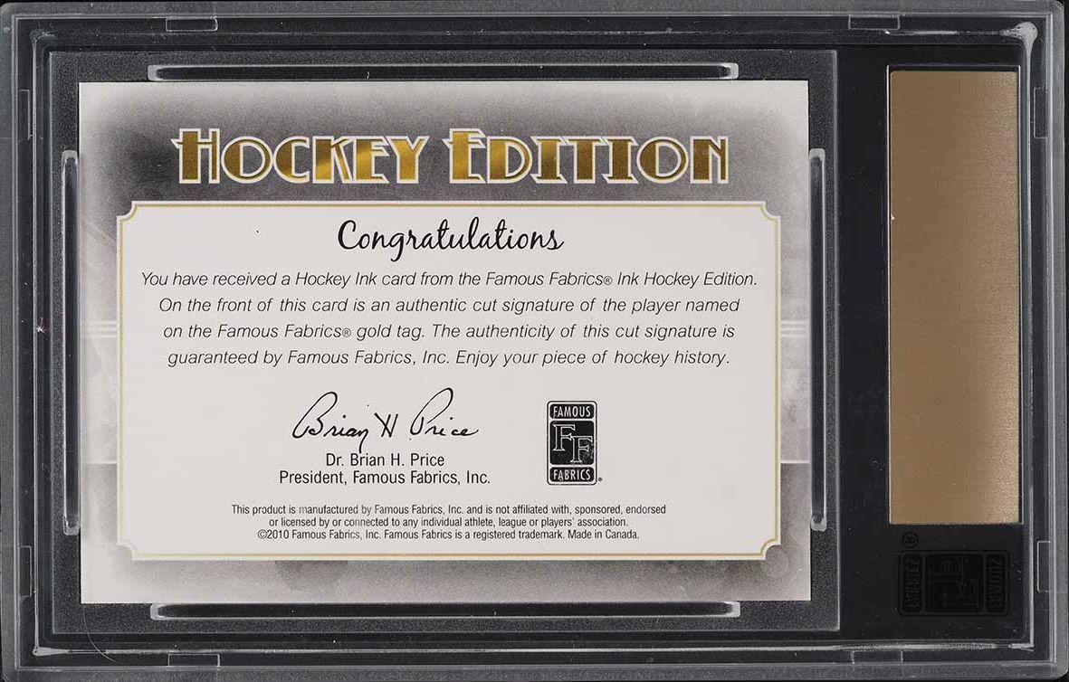 2010 Famous Fabrics Ink Hockey Edition Thomas Steen AUTO 1/1