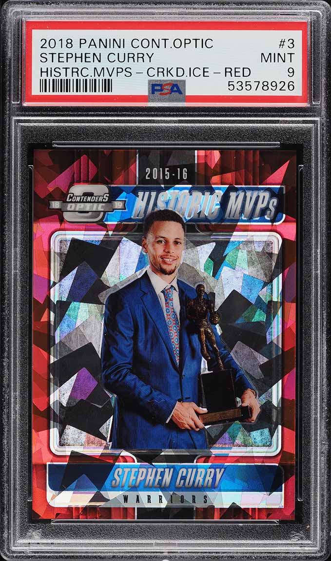 2018 Panini Contenders Optic Red Cracked Ice Stephen Curry #3 PSA 9 MINT