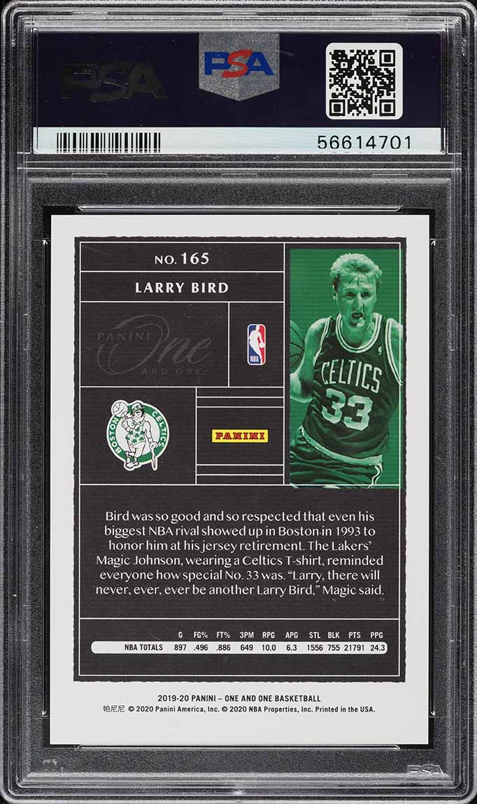 2019 Panini One and One Gold Larry Bird /10 #165 PSA 9 MINT on