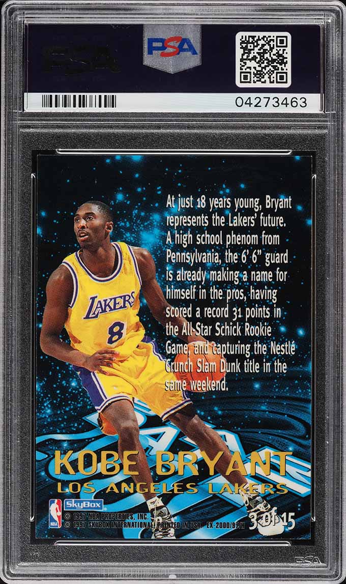 1996 Skybox E-X2000 Star Date 2000 Kobe Bryant ROOKIE #3 PSA 9 MINT