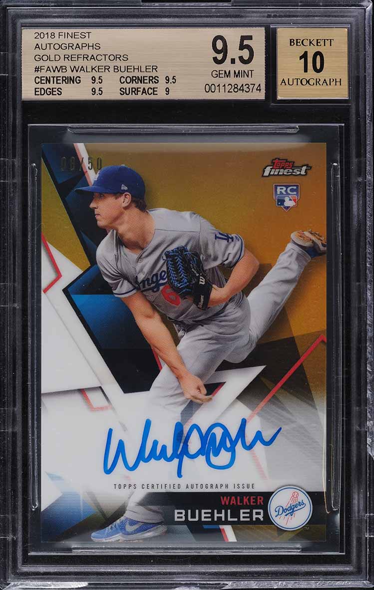 2018 Finest Gold Refractor Walker Buehler ROOKIE AUTO /50 #FA-WB BGS 9.5 GEM