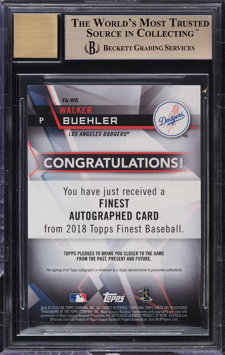 2018 Finest Gold Refractor Walker Buehler ROOKIE AUTO /50 #FA-WB BGS 9.5 GEM