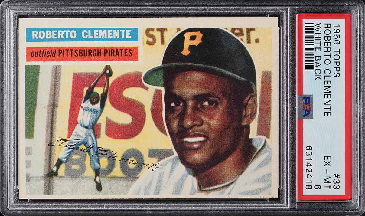 1956 Topps Roberto Clemente WHITE BACK #33 PSA 6 EXMT