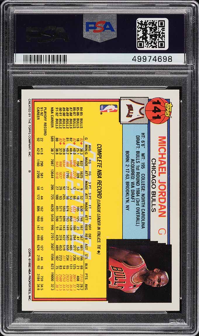 1992 Topps Gold Michael Jordan #141 PSA 10 GEM MINT