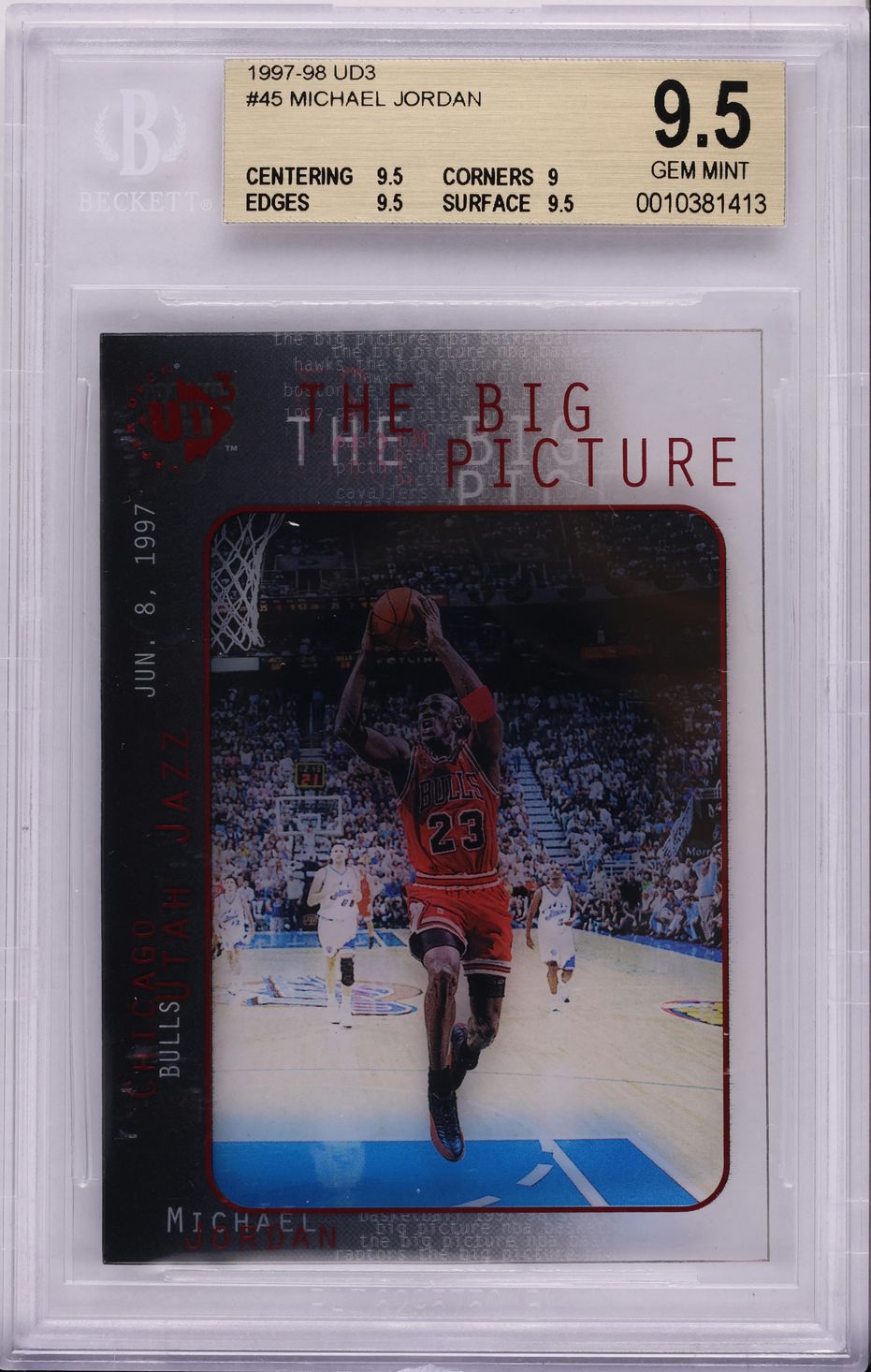 1997 UD3 Basketball Michael Jordan #45 BGS 9.5 GEM MINT