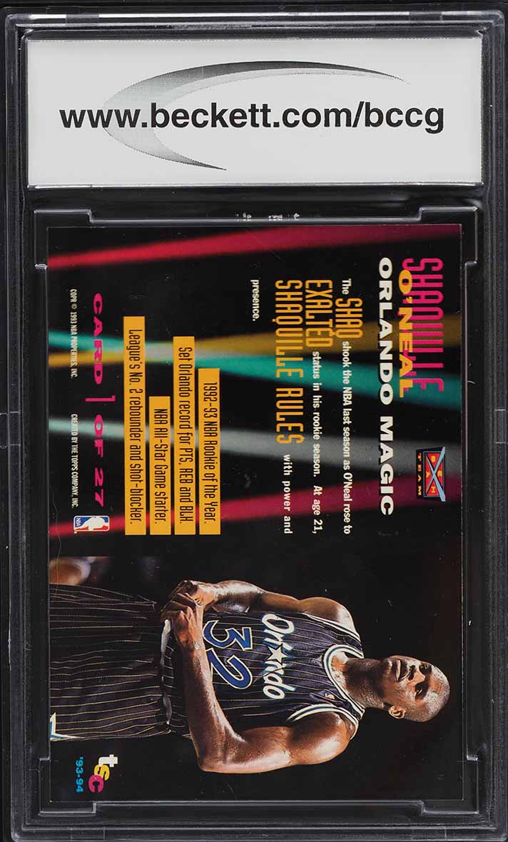 1993 Stadium Club Beam Team Shaquille O'Neal #1 BCCG 10