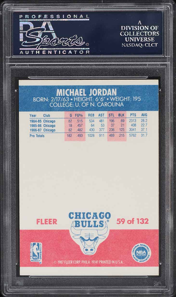 1987 Fleer Basketball Michael Jordan #59 PSA 8 NM-MT