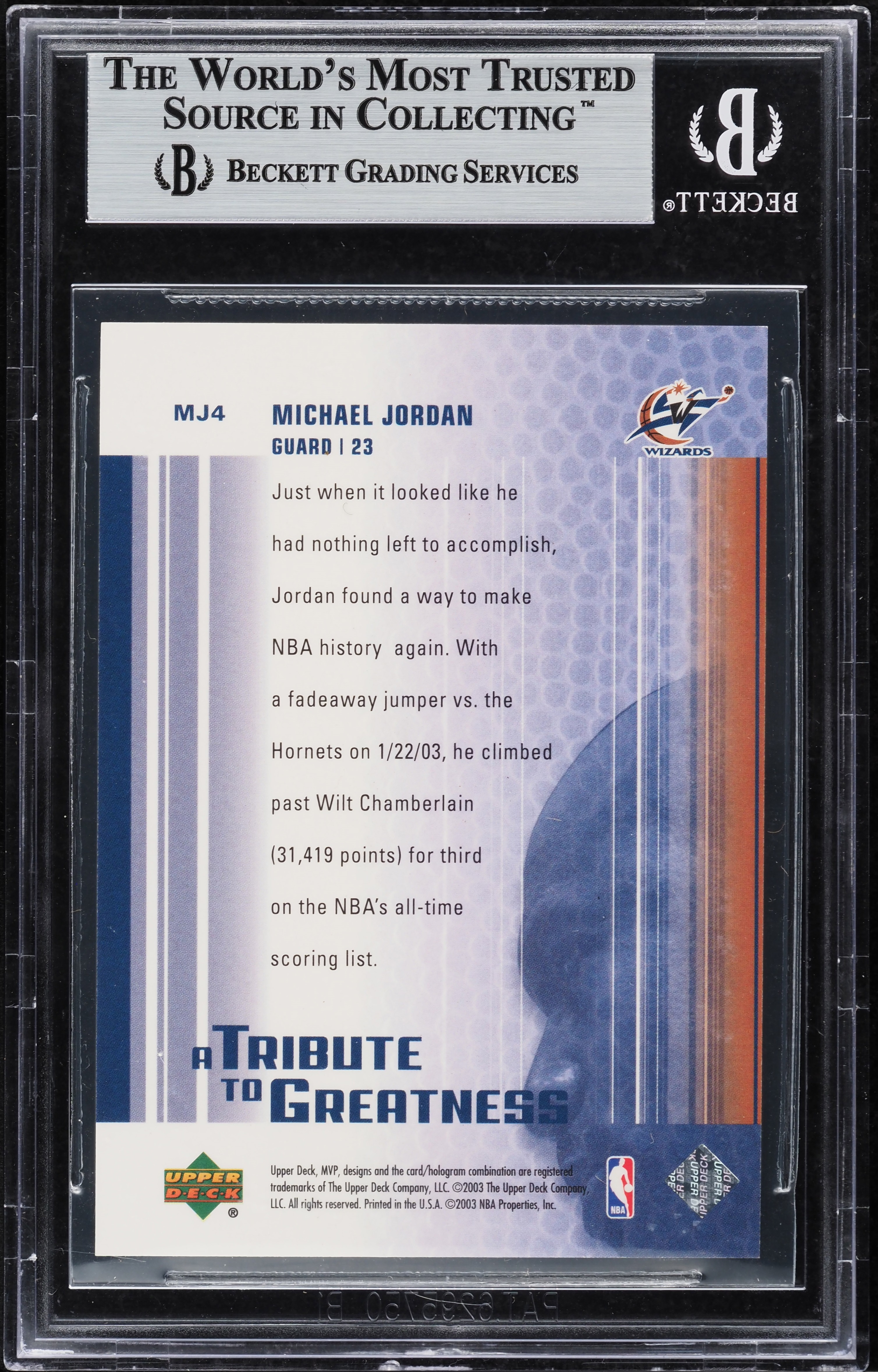 2003 UD MVP Tribute To Greatness Platinum Michael Jordan /50 #MJ4