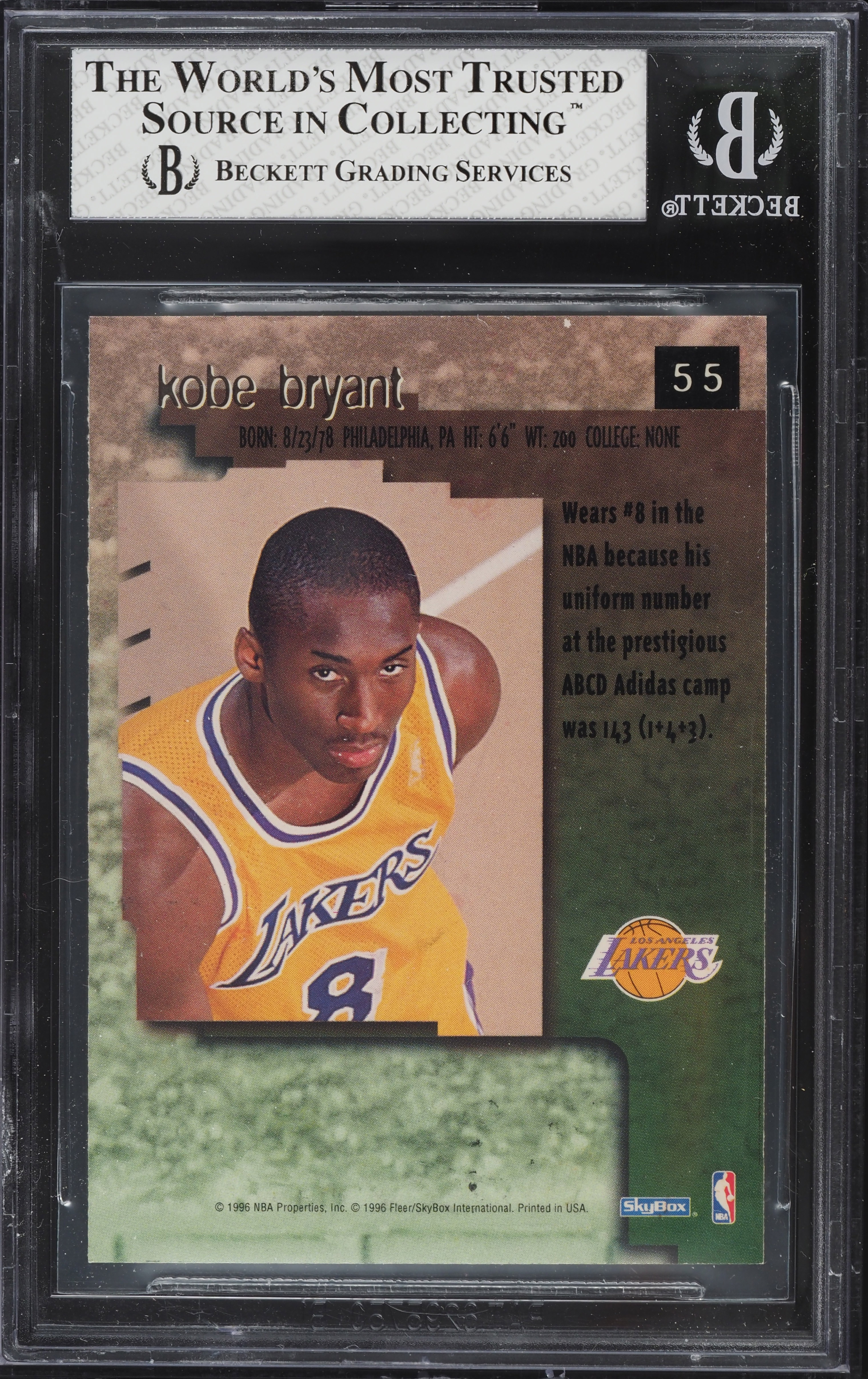 1996 Skybox Premium Rubies Kobe Bryant ROOKIE #55 BGS 7 NRMT on