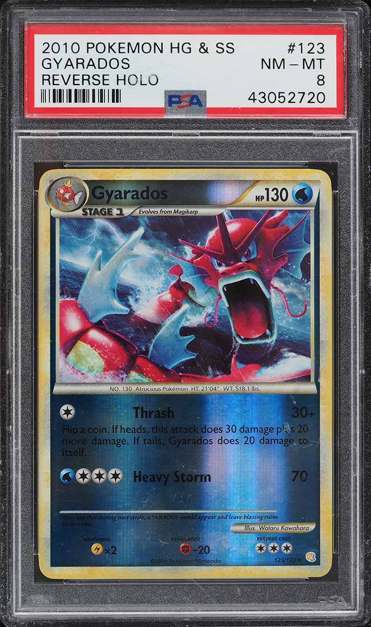 2010 Pokemon Heartgold & Soulsilver Reverse Holo Gyarados #123 PSA 8 NM-MT