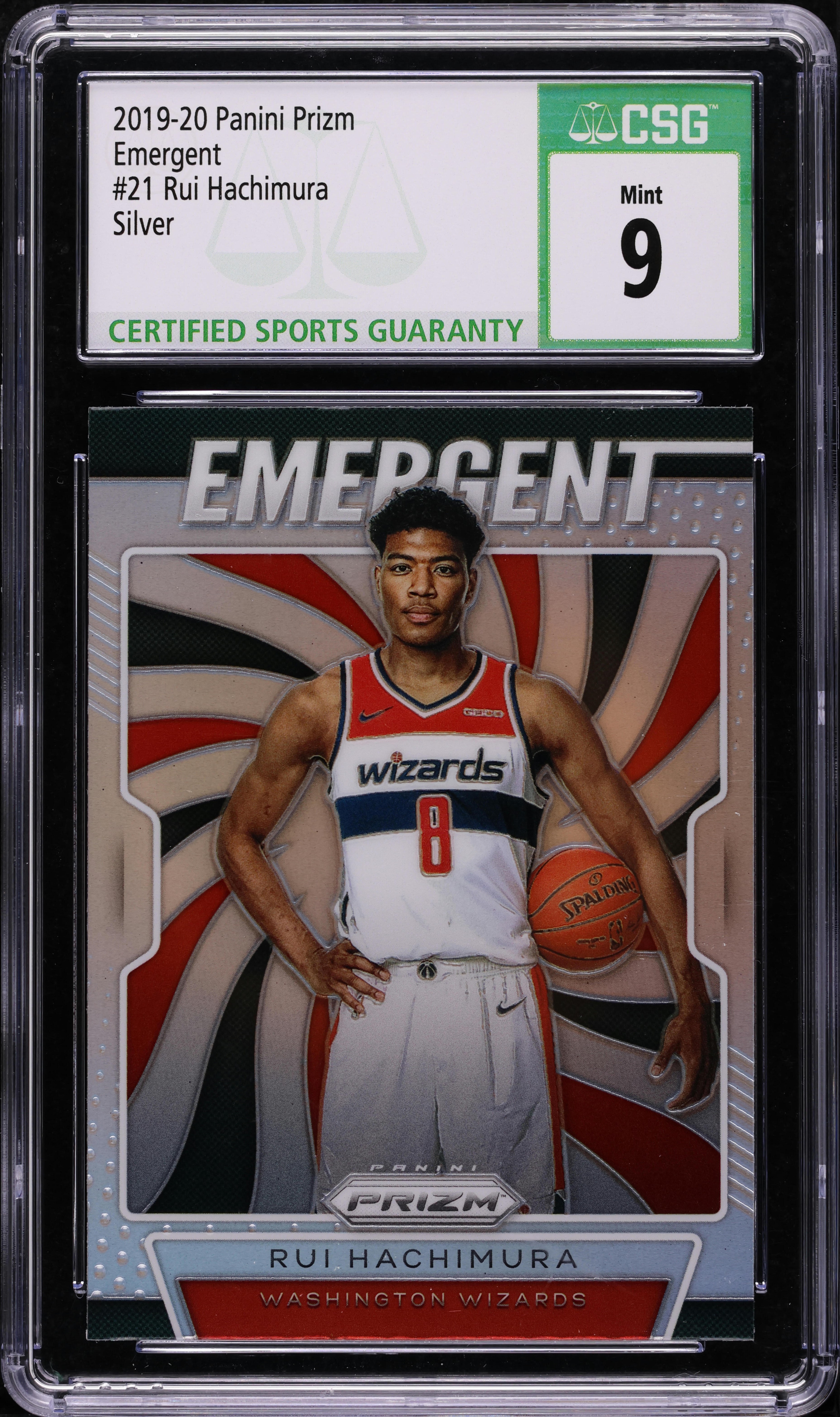2019 Panini Prizm Emergent Silver Rui Hachimura ROOKIE #21 CSG 9 