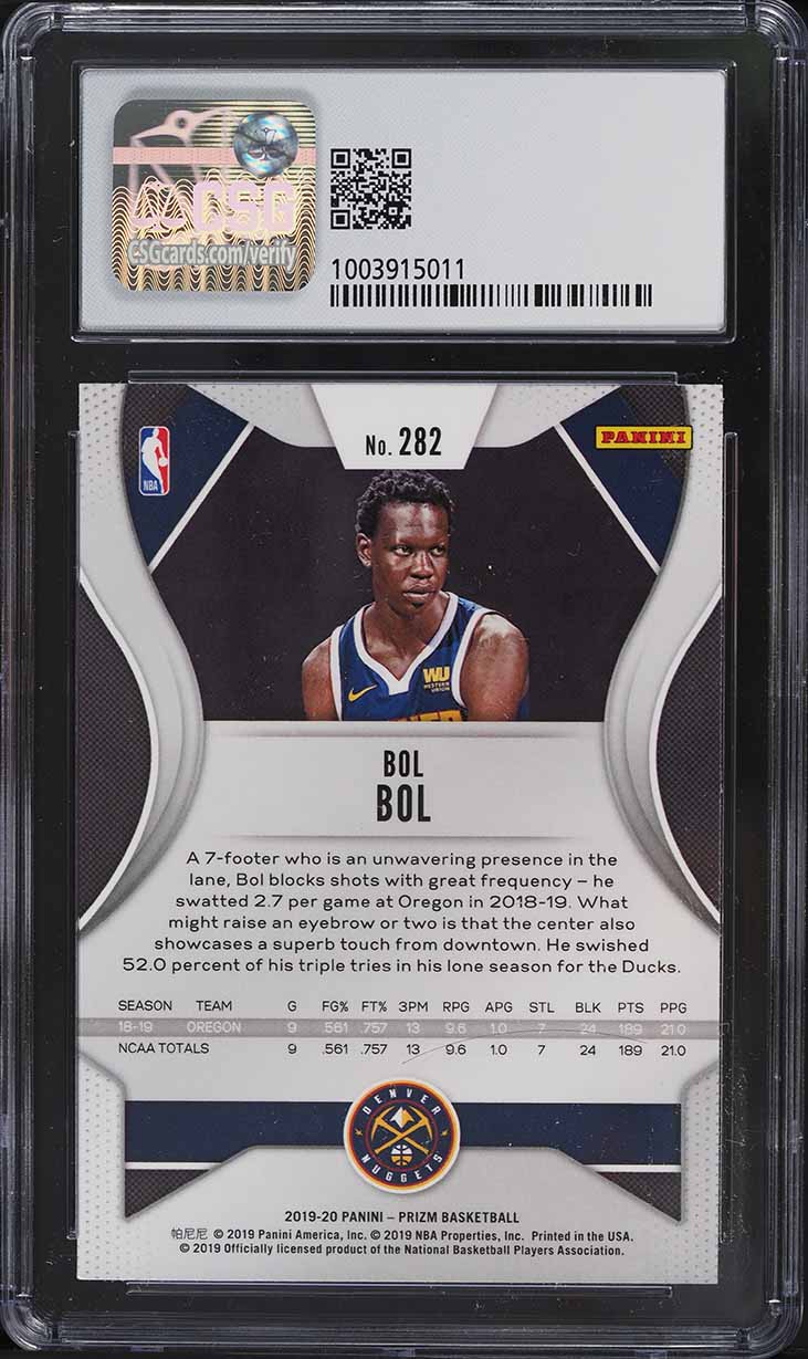2019 Panini Prizm Bol Bol ROOKIE #282 CSG 9 MINT