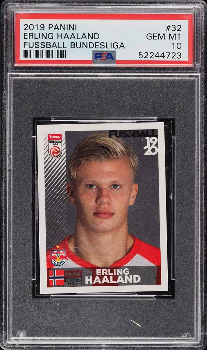 2019 Panini Fussball Bundesliga Sticker Erling Haaland ROOKIE RC PSA 10 GEM MINT