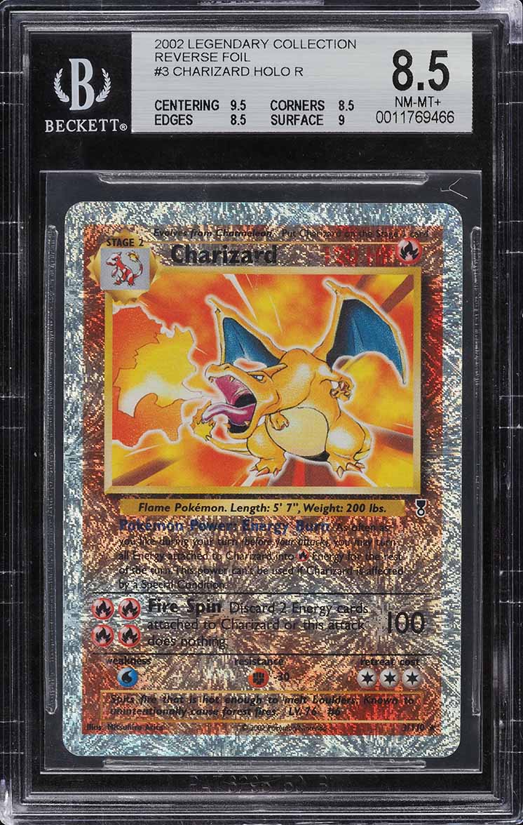 2002 Pokemon Legendary Collection Reverse Holo Charizard #3 BGS 8.5 NM-MT+