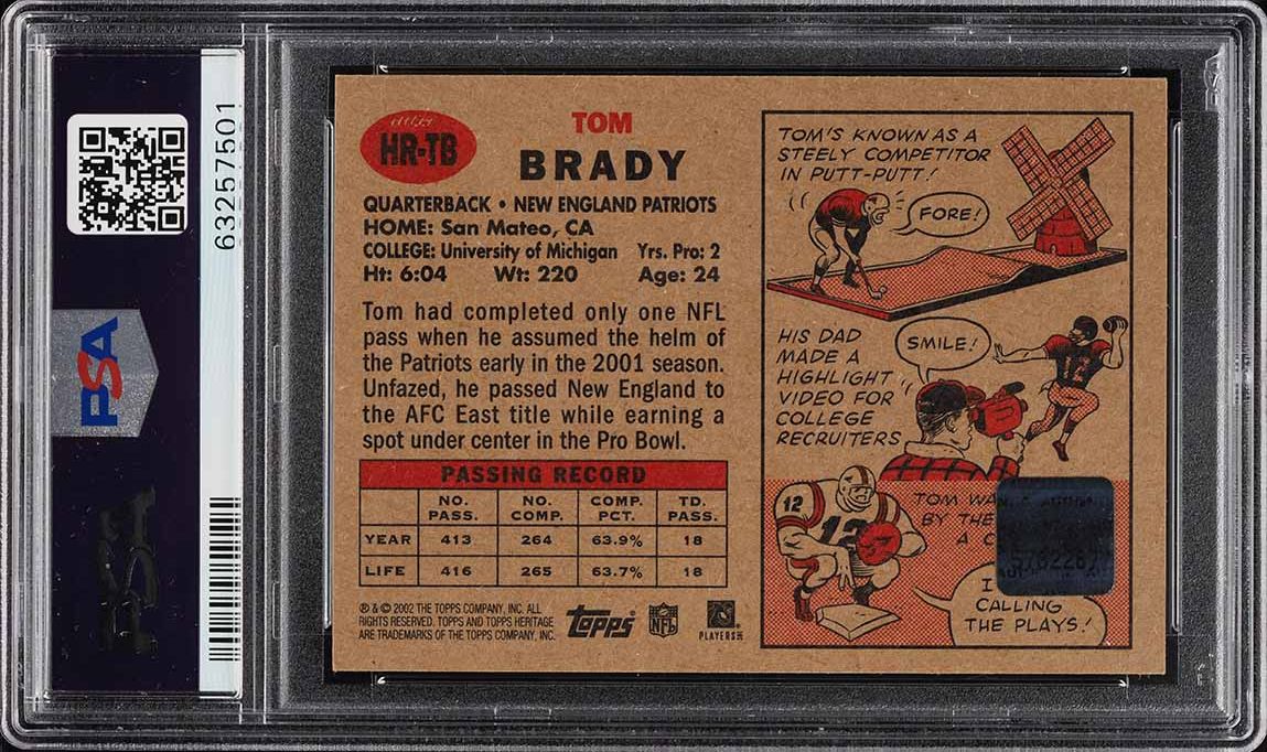 2002 Topps Heritage Real One Red Ink Tom Brady PSA/DNA AUTO /57 PSA 8 NM-MT