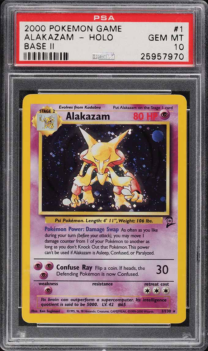 2000 Pokemon Base Set 2 Holo Alakazam #1 PSA 10 GEM MINT
