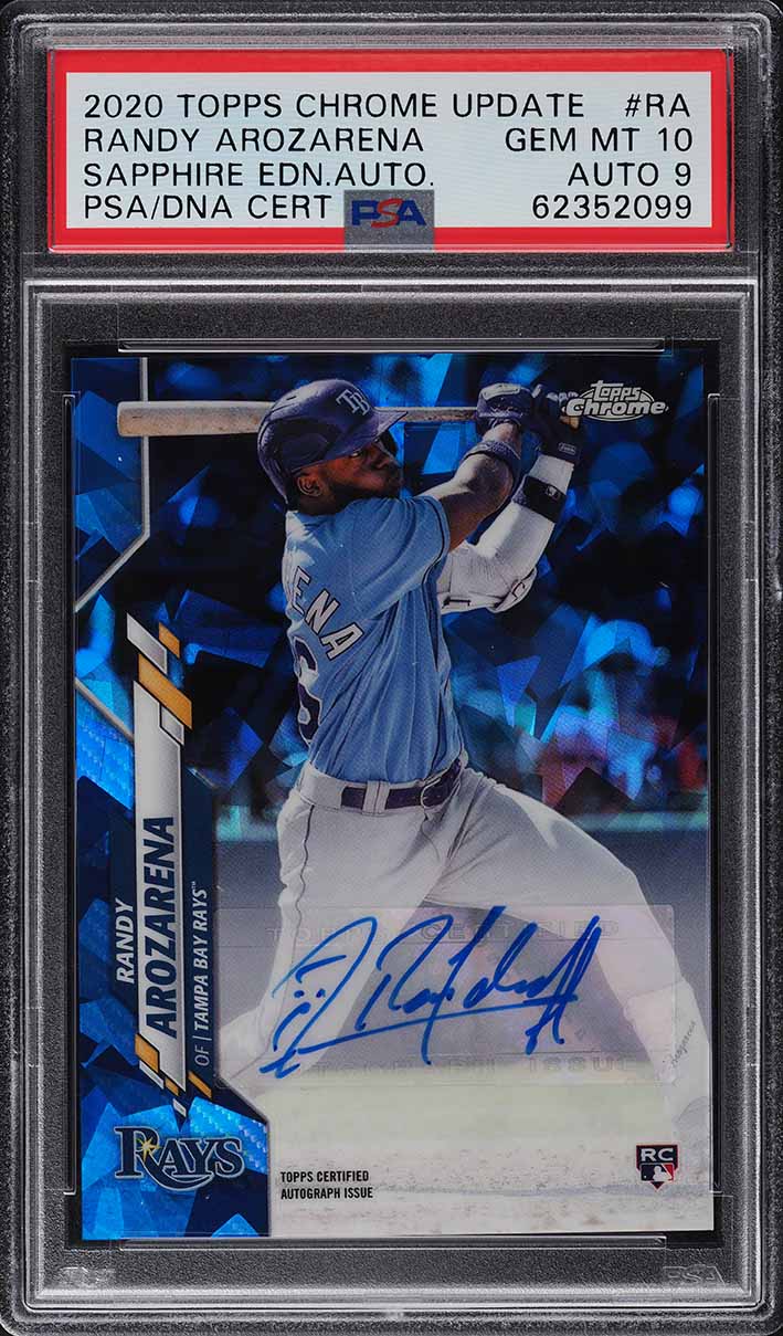 2020 Topps Chrome Update Sapphire Randy Arozarena RC AUTO DNA 9