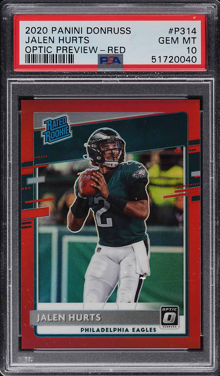 2020 Donruss Optic Preview Red Jalen Hurts ROOKIE /99 #P314 PSA 10 GEM MINT