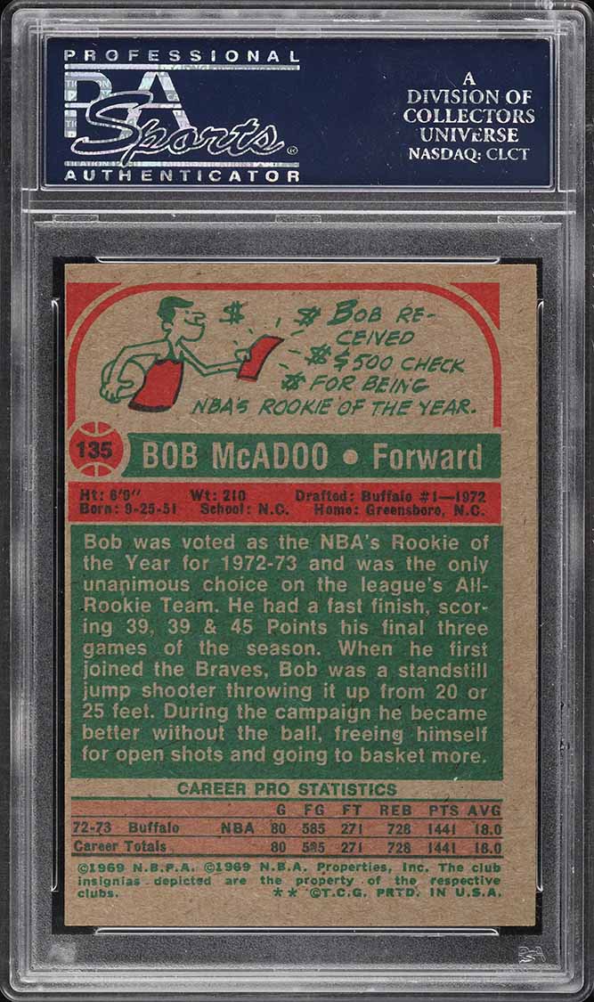 1973 Topps Basketball Bob McAdoo ROOKIE #135 PSA 7 NRMT