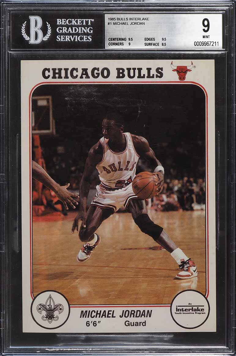 1985 Bulls Interlake Basketball Michael Jordan ROOKIE #1 BGS 9 MINT