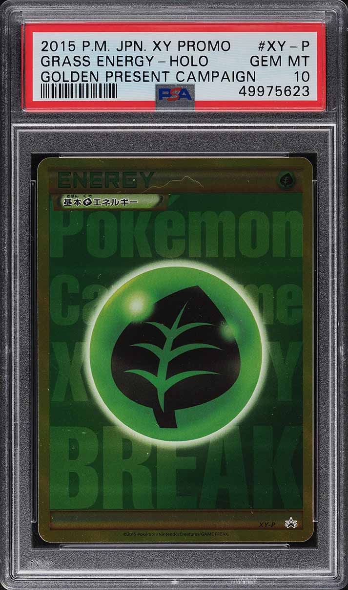 2015 Pokemon Japanese XY Promo Golden Present Campaign Holo Grass Energy PSA 10