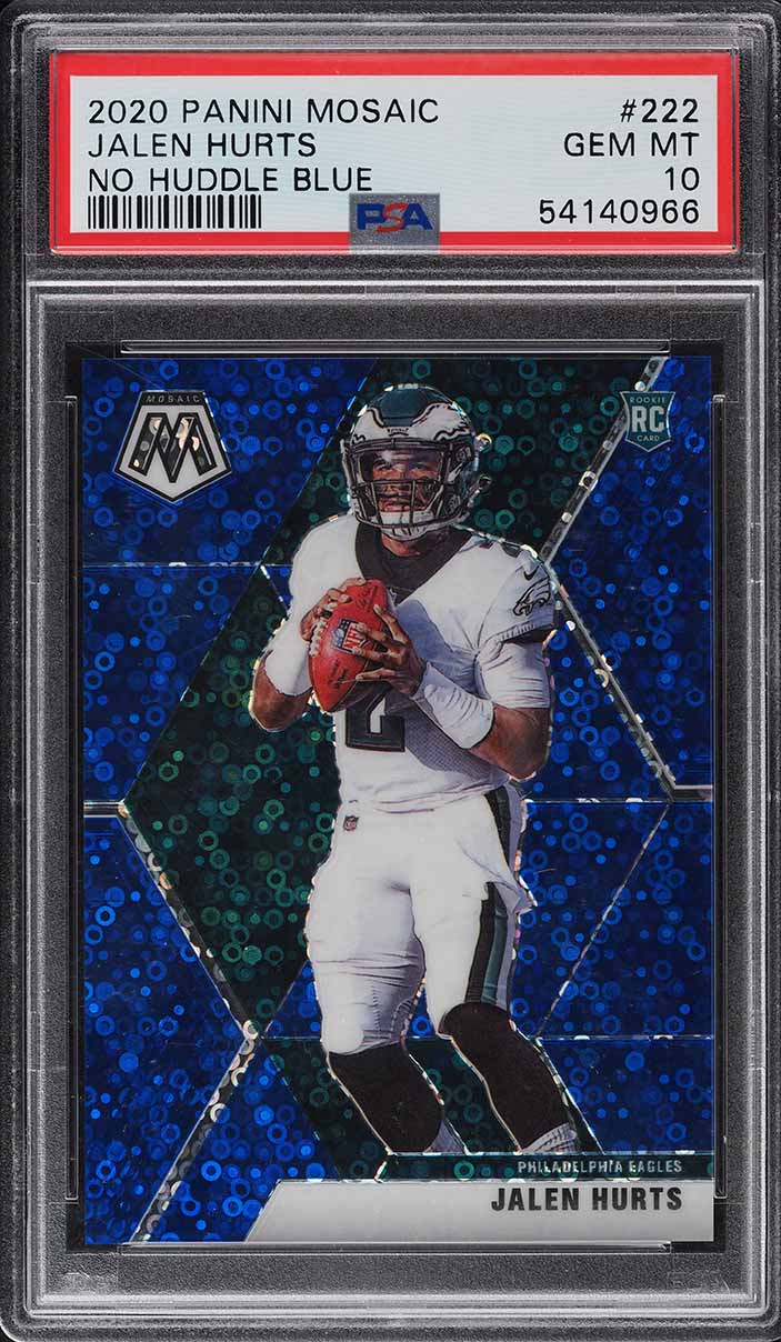 2020 Panini Mosaic No Huddle Blue Jalen Hurts ROOKIE RC /75 #222 PSA 10 GEM MINT