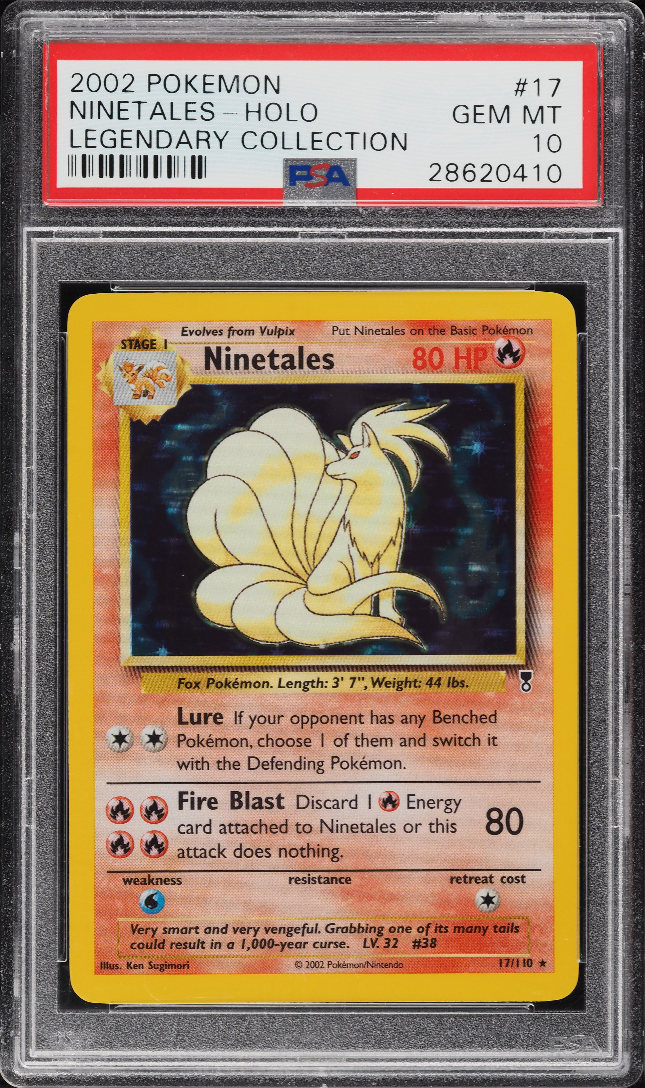 2002 Pokemon Legendary Collection Holo Ninetales #17 PSA 10 GEM