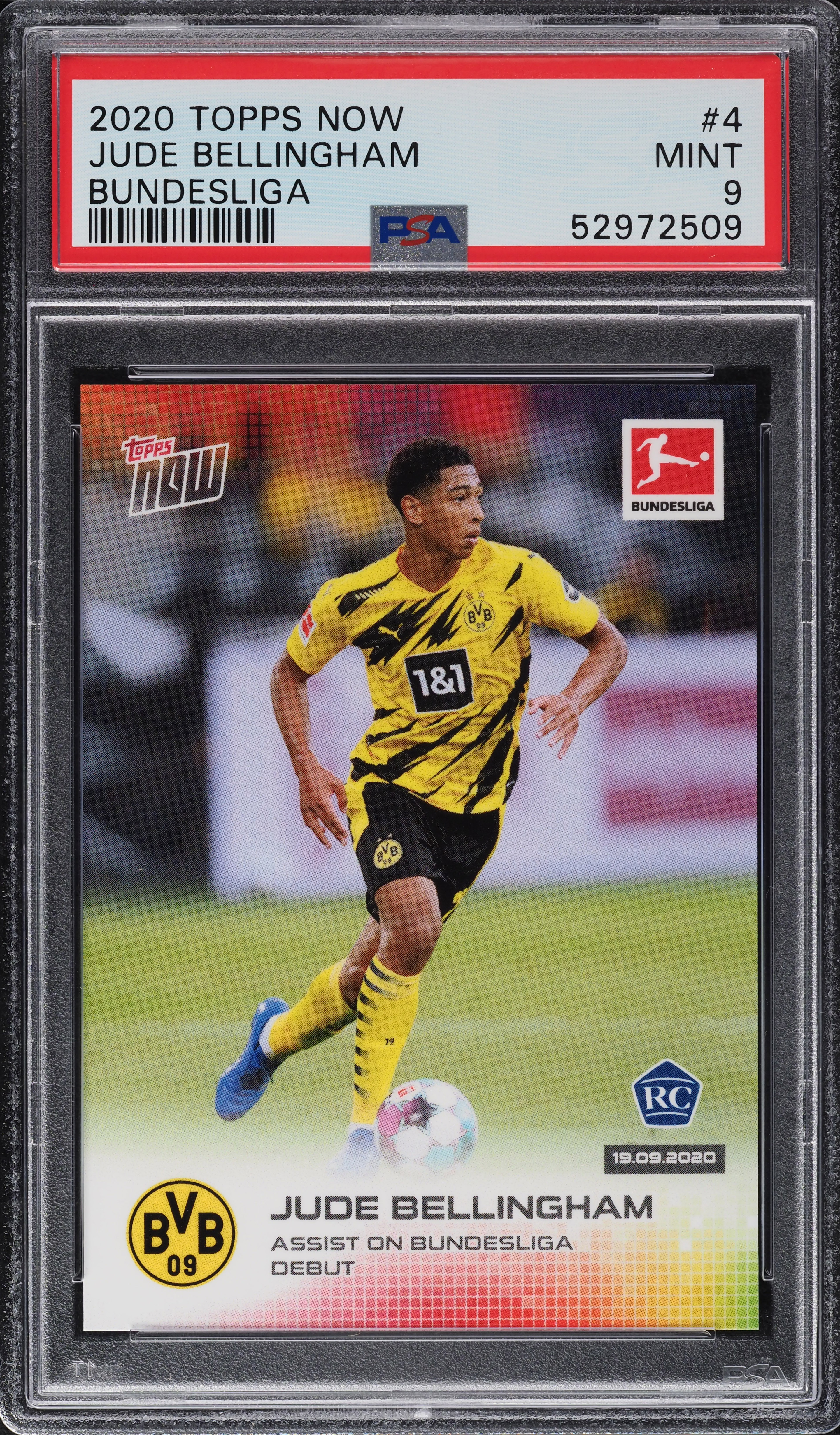 2020 Topps Now Bundesliga Jude Bellingham ROOKIE RC #4 PSA 9 MINT