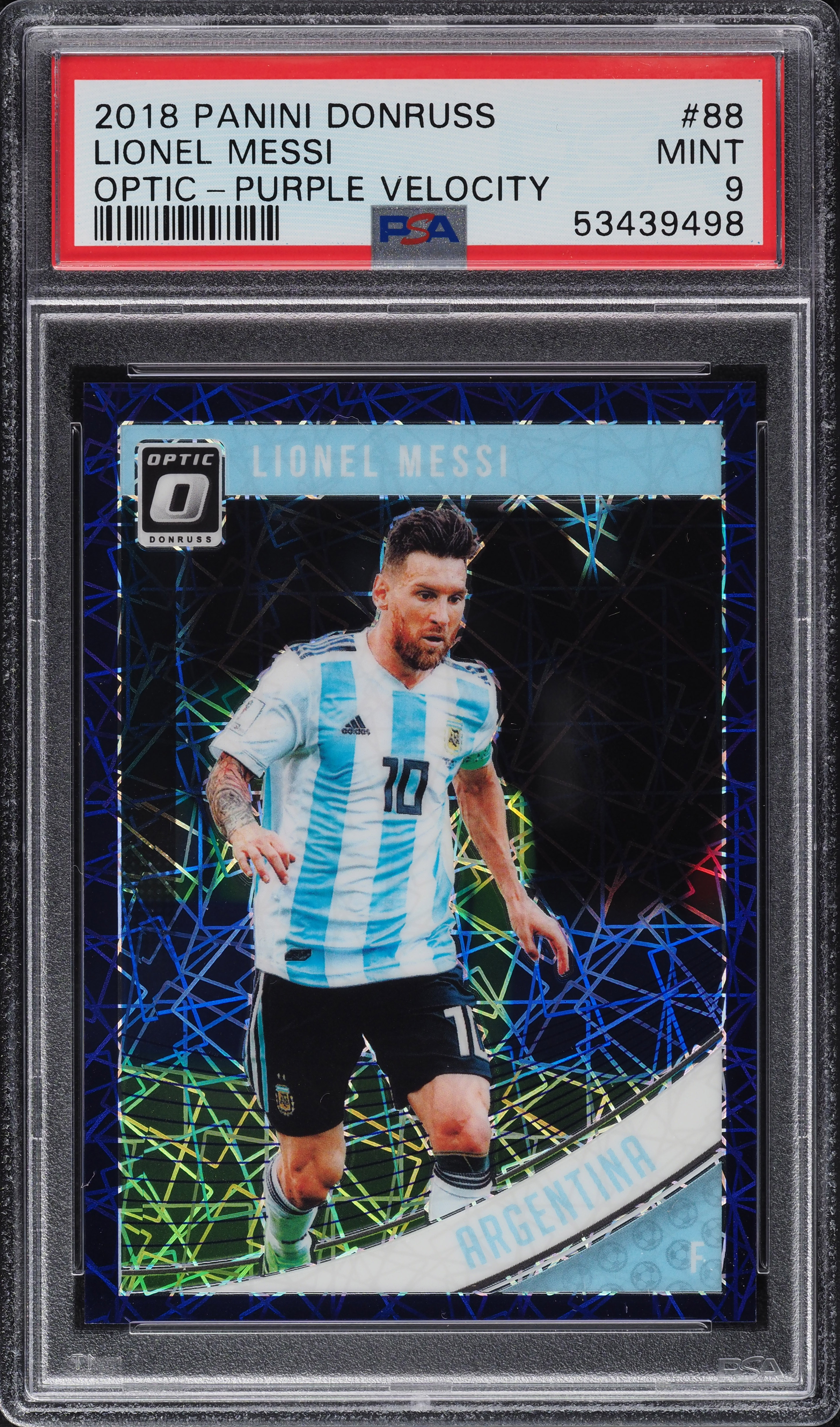 2018 Donruss Optic Purple Velocity Lionel Messi /125 #88 PSA 9 