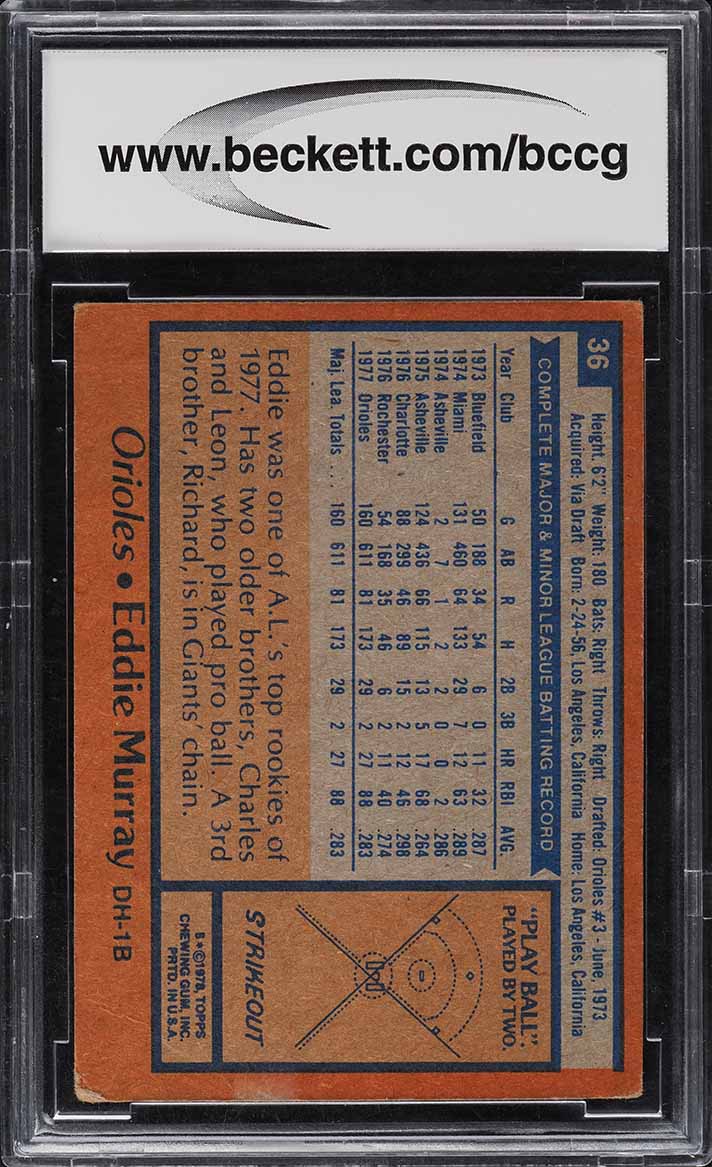 1978 Topps Eddie Murray ROOKIE #36 BCCG 7