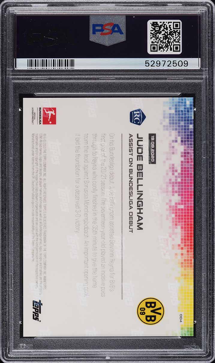 2020 Topps Now Bundesliga Jude Bellingham ROOKIE RC #4 PSA 9 MINT