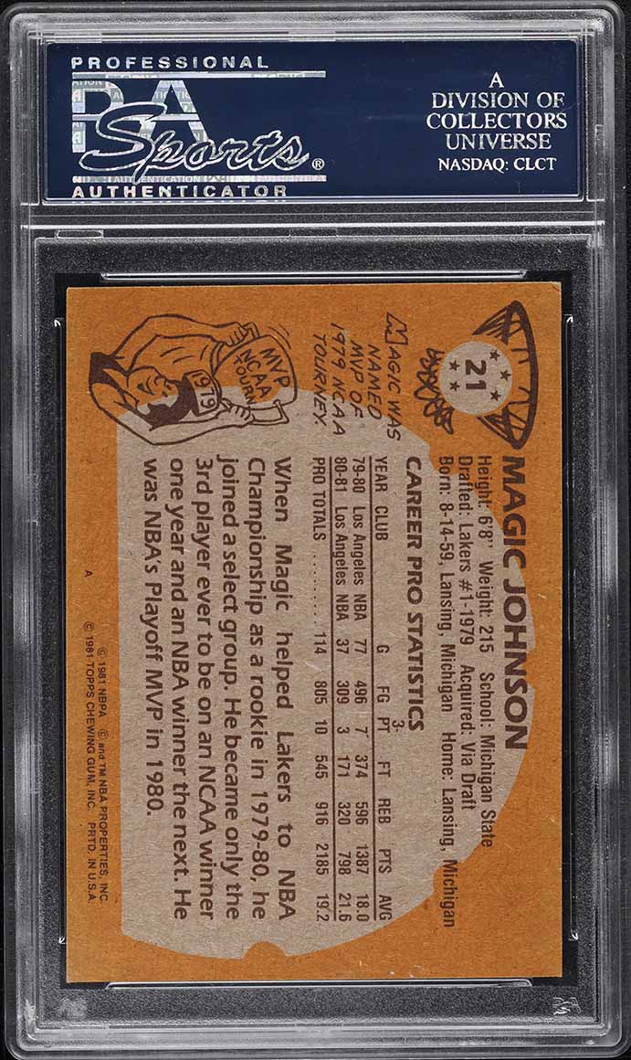1981 Topps Magic Johnson PSA/DNA AUTO #21 PSA AUTH