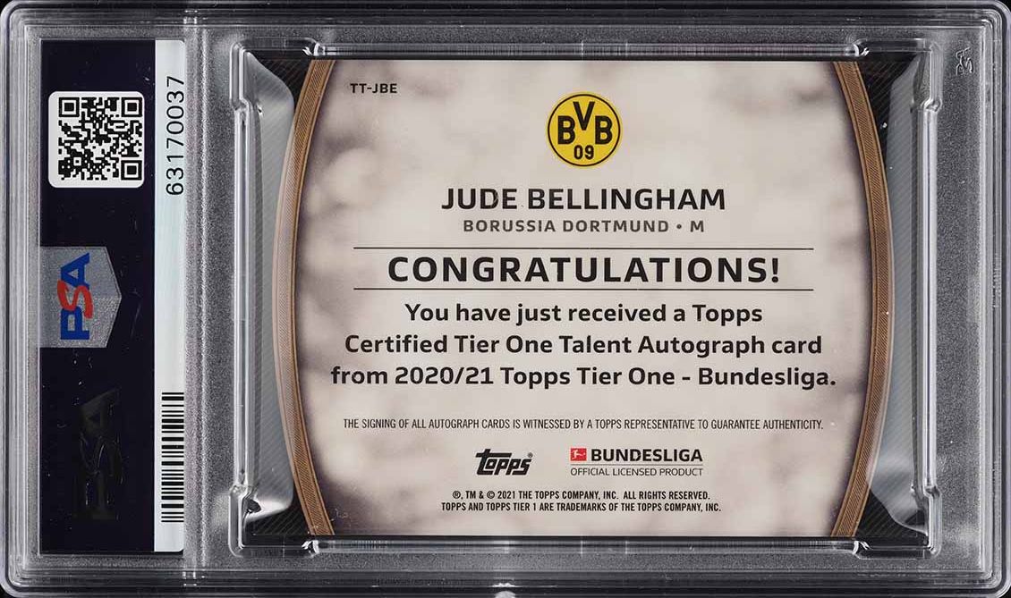 その他 2020 21 topps chrome Bellingham psa9 2020 Topps Tier One Bundesliga Talent Black Jude Bellingham RC