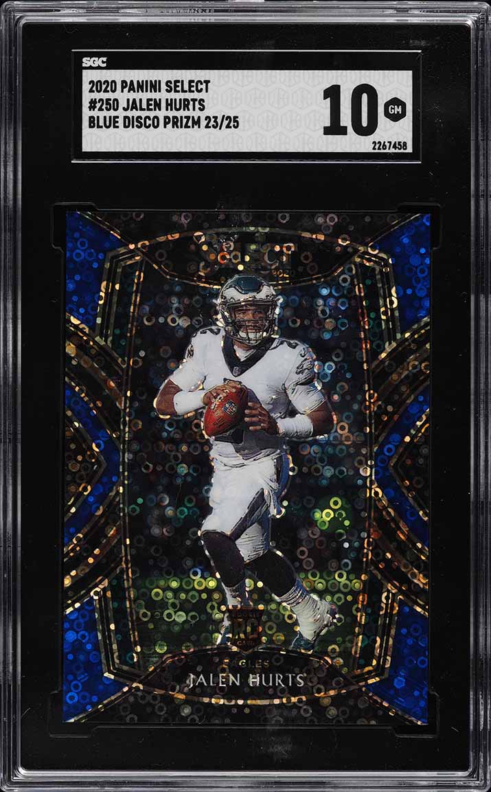 2020 Select Blue Disco Prizm Jalen Hurts ROOKIE RC /25 #250 SGC 10 GEM MINT