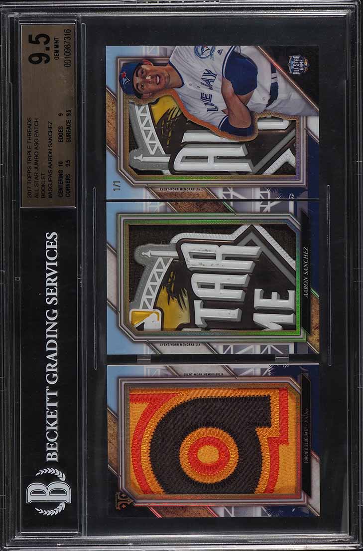 2017 Topps Triple Threads All Star Booklet Aaron Sanchez PATCH 1/1 BGS 9.5 GEM